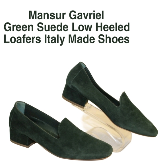 Mansur Gavriel Shoes - Mansur Gavriel Womens 6.5 36.5 Green Suede Low Heeled Loafers Italy Made Shoes